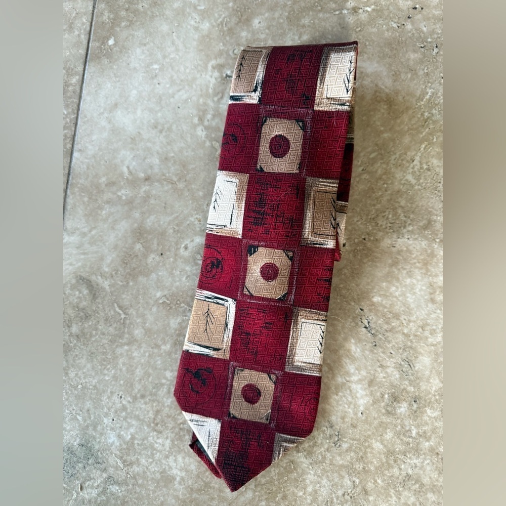 MARA COUNTESS MARA 100% silk men’s burgundy and gold tie excellent COND